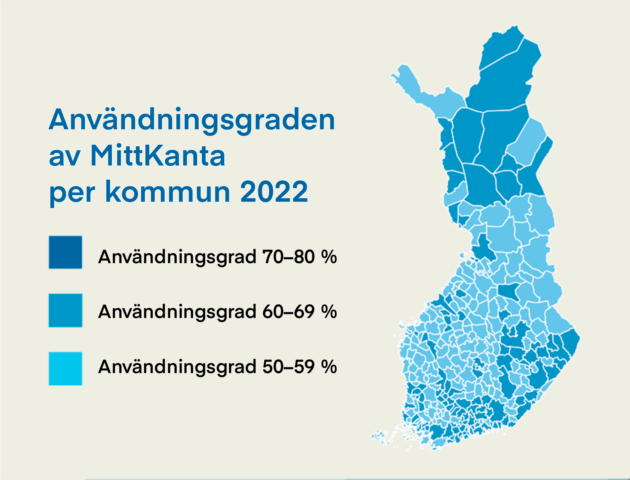 Användningsgraden av MittKanta per kommun 2022.