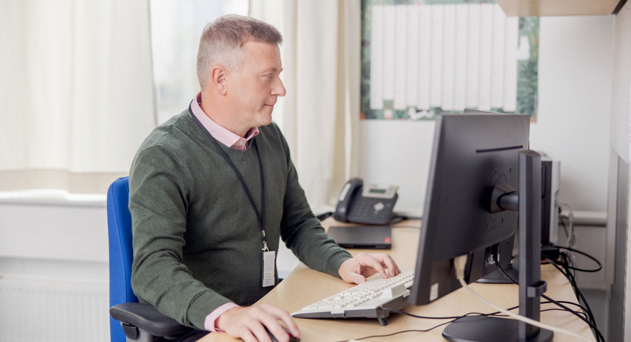 System developer on a computer.